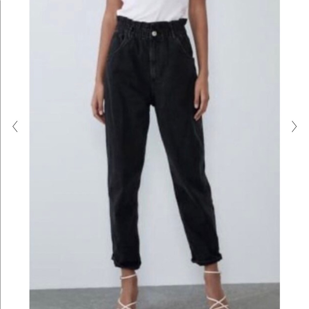 ZARA Women’s Straight Paperbag Jeans (black)